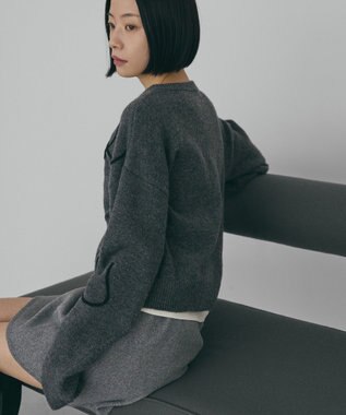 AMERICAN HOLIC コード刺繍ショートカーディガン Charcoal Gray