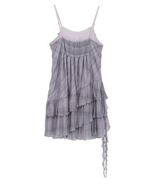earth music&ecology フロントリボンチェックミニキャミワンピース Check Gray