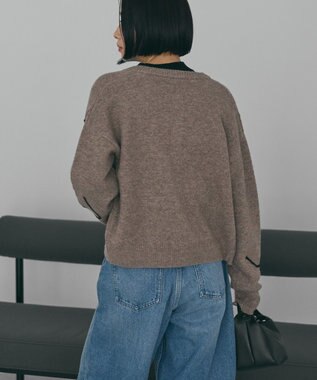 AMERICAN HOLIC コード刺繍ショートカーディガン Beige