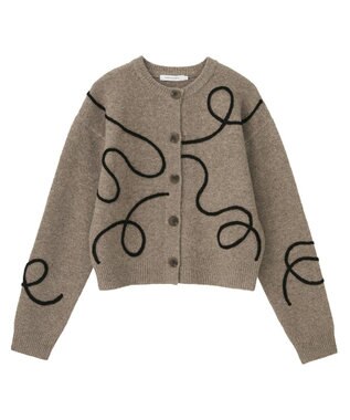 AMERICAN HOLIC コード刺繍ショートカーディガン Beige