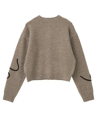 AMERICAN HOLIC コード刺繍ショートカーディガン Beige