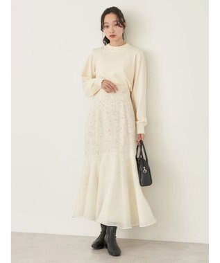 earth music&ecology 切替フラワースカート Ivory