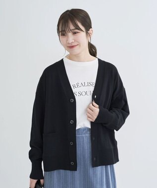 Green Parks 洗える　Ｖネックカーディガン Black