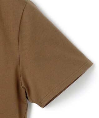 BEIGE， 【洗える】STOCK / オーガニックコットン半袖Vスリットトップス Khaki