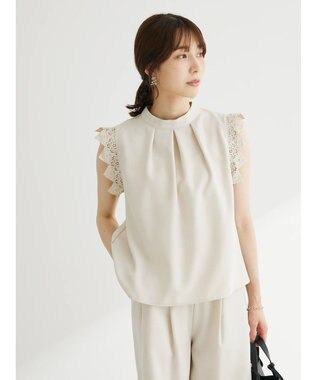 Green Parks ・ＥＬＥＮＣＡＲＥ　ＤＵＥ　リネンライクレースブラウス Ivory