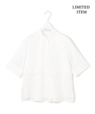 ICB L 【WEB限定・接触冷感・速乾・洗える】シルキーツイル 半袖クロップドシャツ オフホワイト系