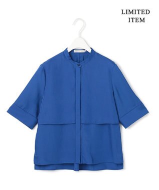 ICB L 【WEB限定・接触冷感・速乾・洗える】シルキーツイル 半袖クロップドシャツ アゲートブルー系