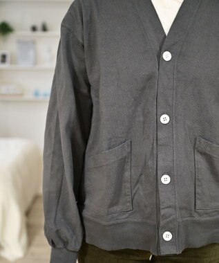 caqu caqu x GoodOn 9ozジャージー カーディガン charcoal gray