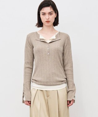 uncrave ハイゲージニット ヘンリーネックトップス モカ