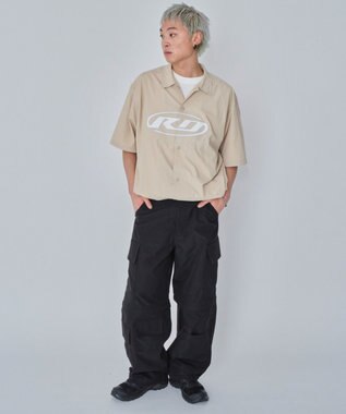 WEGO 【ユニセックス着用ITEM】リップストップグラフィックシャツ（SS） ベージュ