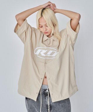 WEGO 【ユニセックス着用ITEM】リップストップグラフィックシャツ（SS） ベージュ