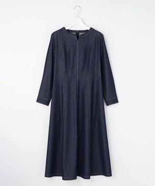 ANY SIS シャンブレーベルテッド ワンピース シャンブレーブルー