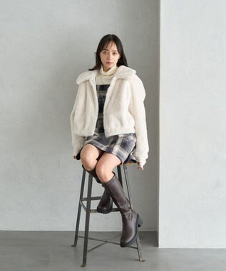 earth music&ecology ファーショートコート アイボリー