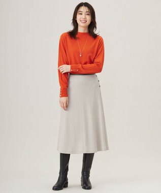 J.PRESS LADIES 【洗える】SOFT TOUCH WOOL 立ち襟 ニット オレンジ系