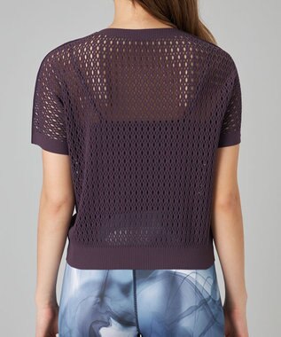 Chacott Chacott BALANCE【ノーソイングニット】メッシュニット半袖プルオーバー ブラックベリー