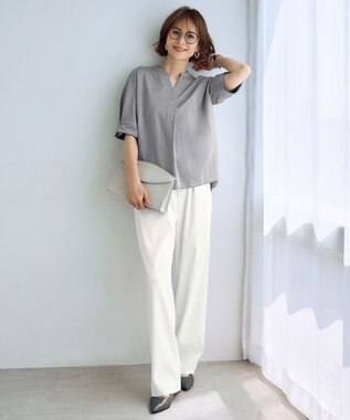 自由区 L 【セットアップ対応・洗える】LIPストレッチワイドストレート パンツ オフ