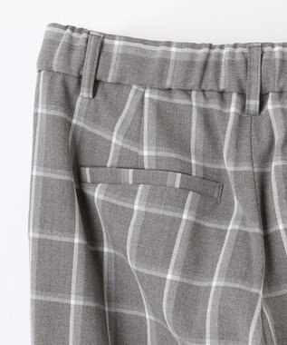 ANY 【洗濯機可/ストレッチ/ウエストゴム/裏起毛】マルチファンクションストレッチチェックテーパードパンツ グレーチェック
