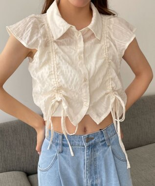 WEGO シアードロストシャツ ホワイトアイボリー