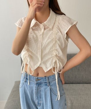 WEGO シアードロストシャツ ホワイトアイボリー