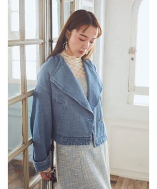 earth music&ecology ビッグカラーショートジャケット Light Indigo