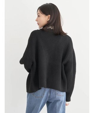 earth music&ecology スカラップニットカーディガン Black