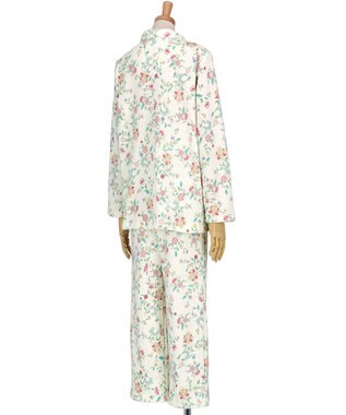 WACOAL パジャマ 長袖 長ズボン 綿混(本体) あったか ミントン 3Lまで対応 大きいサイズ レディース NDW428 /ワコール ホワイト