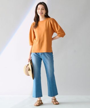 ANY 【洗濯機可】パフスリーブニットプルオーバー オレンジ