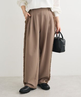 Green Parks ・ｓｗｉｎｇ　ｂｙ　サイドフリルワイドパンツ Gray Beige