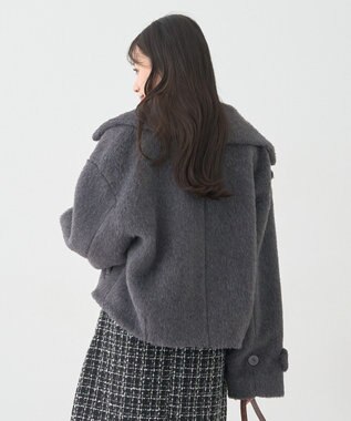 earth music&ecology シャギーショートコート Charcoal Gray