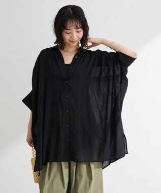 Green Parks スラブシアーシャツチュニック Black