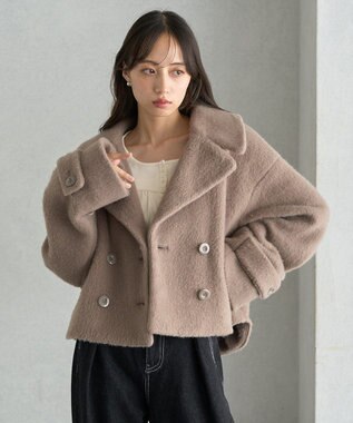 earth music&ecology シャギーショートコート Beige