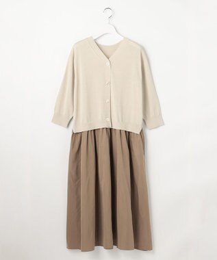 自由区 L 【人気異素材コンビの最新作・前後着用可】タフタコンビ ワンピース