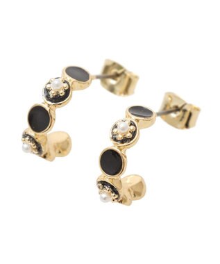 Green Parks ・ＨＡＬＦ　ＴＩＭＥ　エポ入りプチパールピアス Black