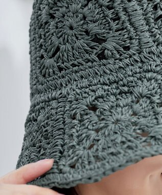 Tiaclasse クロシェ柄編みバケットハット グリーン