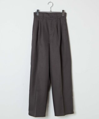 WEGO 【手洗い可】ハイウエストセンタープレスワイドパンツ グレー