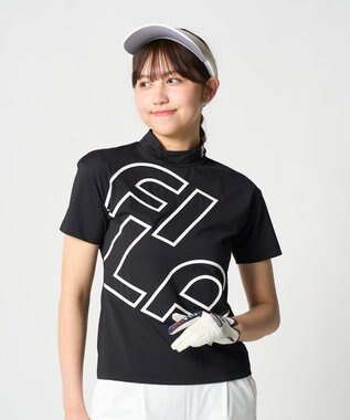 FILA GOLF／marie claire 【FILA GOLF】 バックプリントモックネックシャツ ブラック