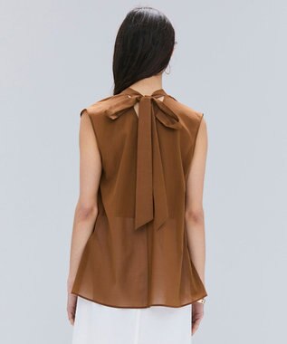 【洗える】BAC / コットンバックボウタイノースリーブブラウス