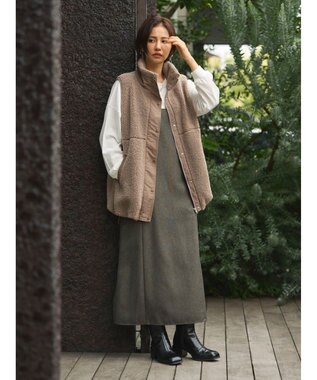 Green Parks ボアミドル丈ベスト Mocha