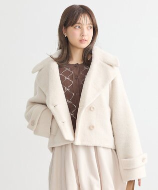 earth music&ecology シャギーショートコート Ivory