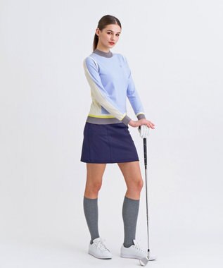 23区GOLF 【WOMEN】カラーブロックセーター ライラック系