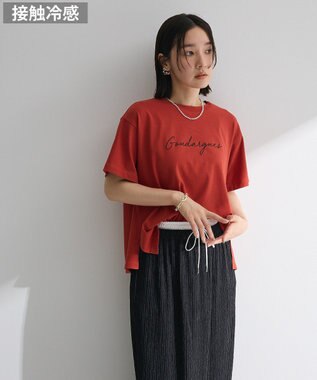 Green Parks フロッキー筆記体ロゴボックスＴシャツ Orange