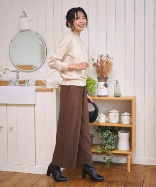 WEGO 【WEB限定/2025年秋冬新作/裾カットOK！自分サイズに調整可能/ウエストゴム/しわになりにくい/】カットプリーツパンツ ブラウン