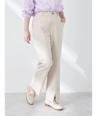 earth music&ecology カットツイルスリットセミフレアパンツ Beige