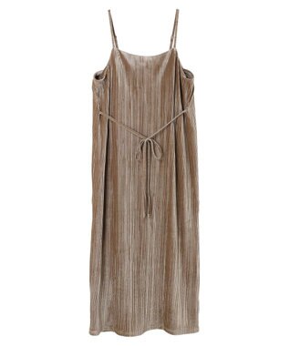 earth music&ecology ベロアプリーツキャミワンピース Beige