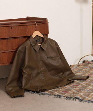 WEGO PUダブルZIPブルゾン ブラウン