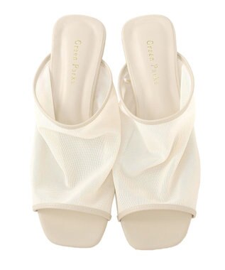 Green Parks ストレッチメッシュミュールサンダル Off White