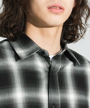 WEGO オンブレチェックシャツ（S） ブラックチェック1