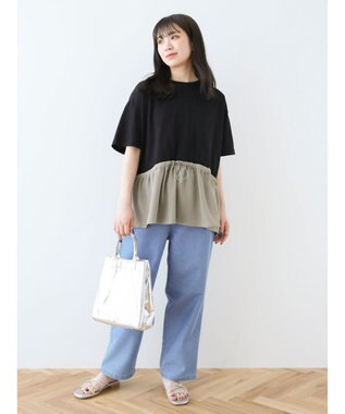 Green Parks インド綿 デニムストレートパンツ Light Indigo