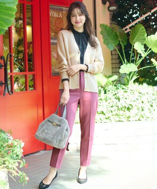 ANY SIS 【保温性あり/洗える】サーモ 2WAYストレッチ テーパード パンツ ピンク