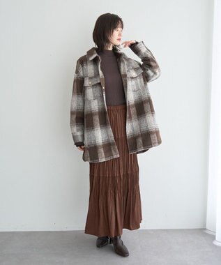 YECCA VECCA ランダムプリーツサテンマーメイドスカート Brown